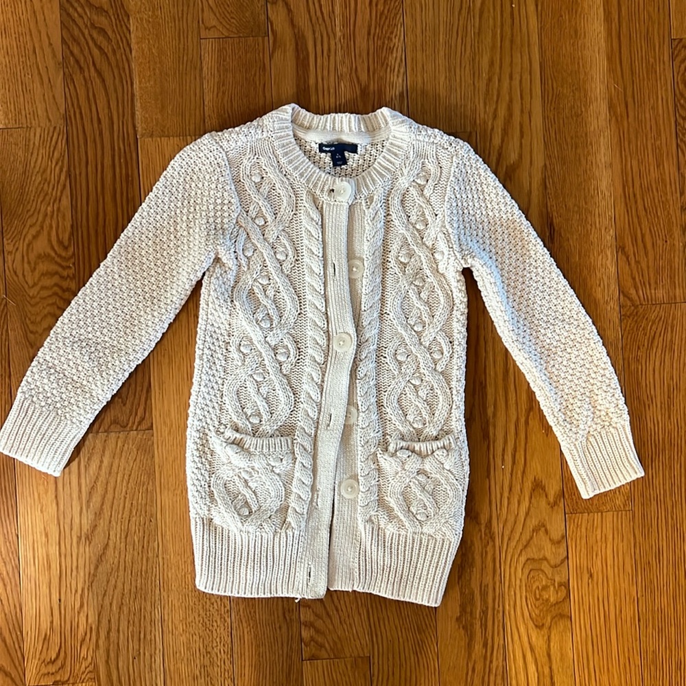 Gap Kids Girls Ivory Cable Knit Cardigan Sweater Size S (6-7)